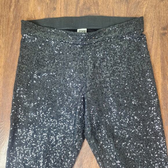 PINK Black Bling Full Sequin Leggings, Size Large NWOT VS Fashion Show Exclusive - Picture 3 of 6